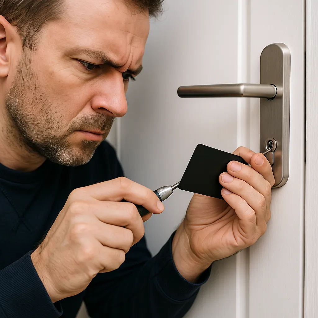 Man probeert deur te openen met pasje en schroevendraaier